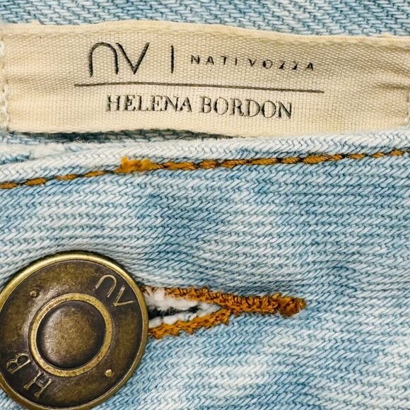 Helena Bordon Fashion Blogger Light Wash High Rise Split Hem 25" Denim Jeans - Picture 3 of 5